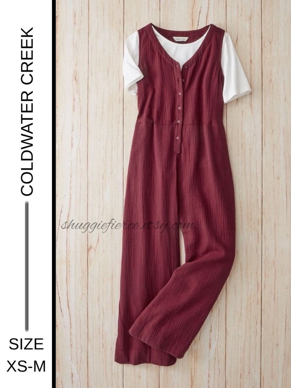 MSRP $124 | 🌿 Coldwater Creek Summer Breeze Double Gauze Jumpsuit Size XS-M)🌿